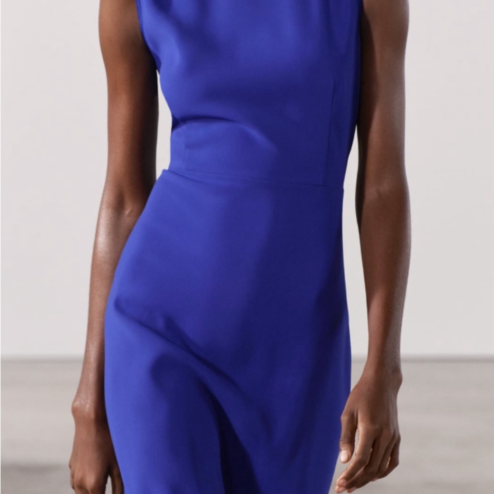 NWT Zara cobalt blue midi dress size M - Picture 3 of 5